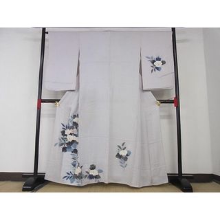 平和屋-こころ店■訪問着　単衣　刺繍　草花文　正絹　逸品　AAAE6319Bnp(着物)