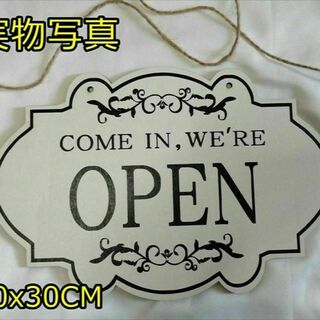 オープン 看板 OPEN CLOSED 開店 閉店 インテリア 木製 白色(置物)
