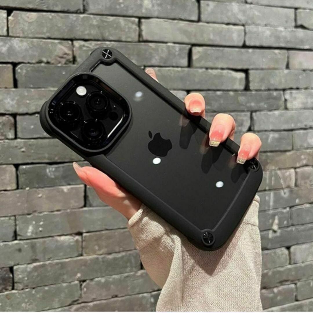 iPhone15ProMaxケース クリア ブラック 耐衝撃　高級感　ブラック スマホ/家電/カメラのスマホアクセサリー(iPhoneケース)の商品写真