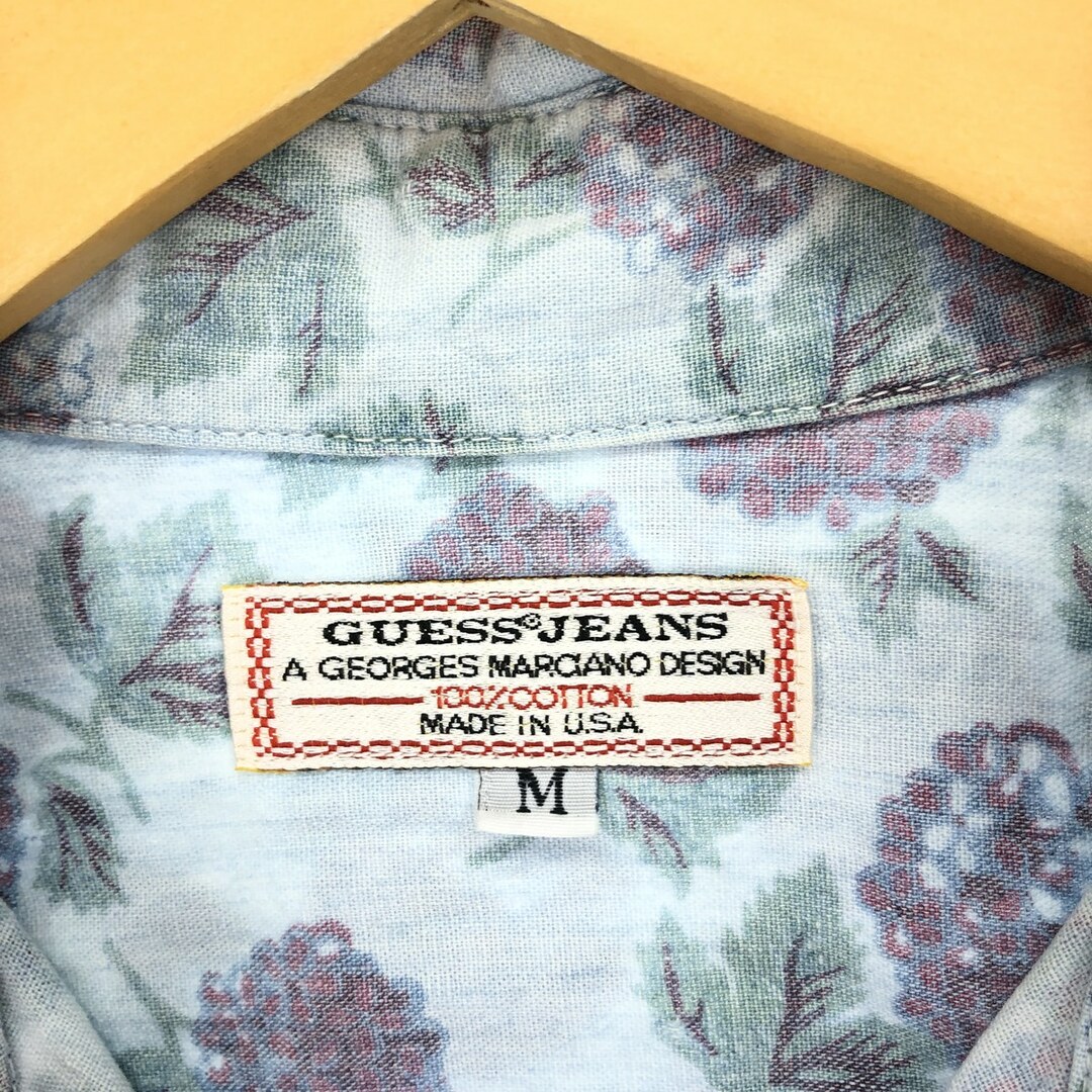 GUESS(ゲス)の古着 ゲス Guess JEANS 花柄 長袖 コットンシャツ USA製 メンズM /eaa447478 メンズのトップス(シャツ)の商品写真