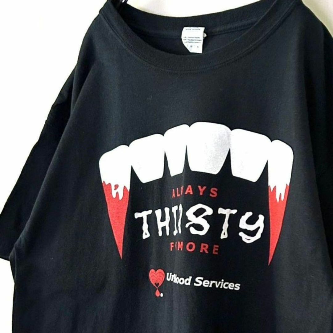 ギルダン ALWAYS THIRSTY Tシャツ L ブラック 黒 古着 メンズのトップス(Tシャツ/カットソー(半袖/袖なし))の商品写真