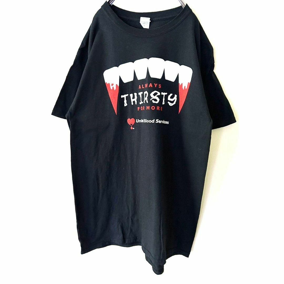 ギルダン ALWAYS THIRSTY Tシャツ L ブラック 黒 古着 メンズのトップス(Tシャツ/カットソー(半袖/袖なし))の商品写真