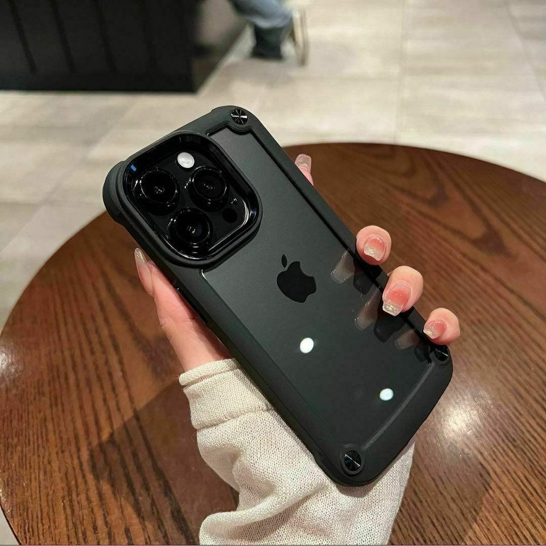 iPhone15Pro ケース クリア ブラック 耐衝撃　高級感　保護　ブラック スマホ/家電/カメラのスマホアクセサリー(iPhoneケース)の商品写真