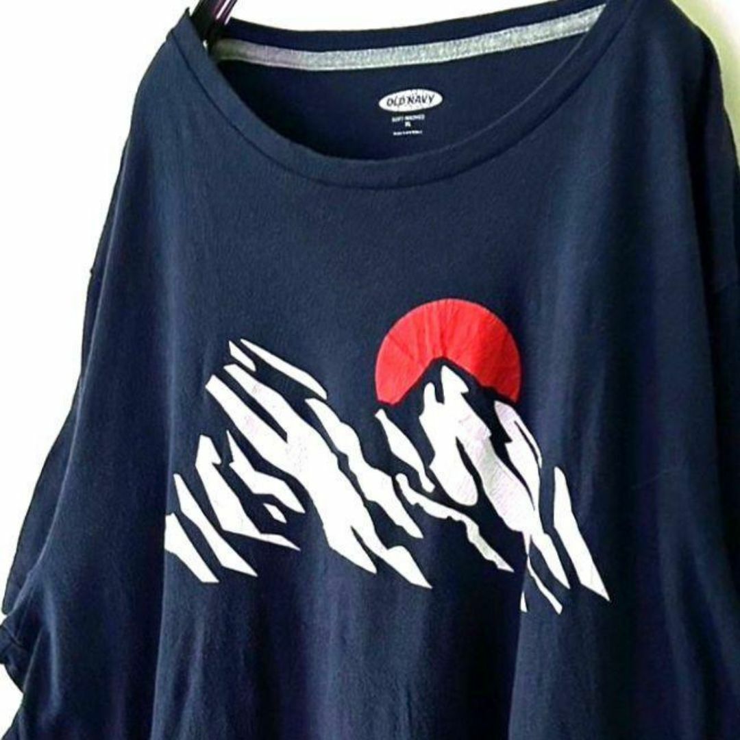 Old Navy(オールドネイビー)のオールドネイビー マウンテン Tシャツ XL ネイビー 紺色 古着 メンズのトップス(Tシャツ/カットソー(半袖/袖なし))の商品写真