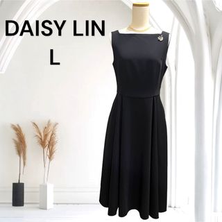 フォクシー(FOXEY)の【美品】DAISY LIN ワンピース ノースリーブ  Aライン ブラック(ひざ丈ワンピース)