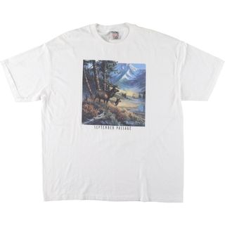 オニータ(ONEITA)の古着 90年代 オニータ ONEITA 鹿柄 アニマルTシャツ メンズXXL ヴィンテージ  /eaa447147(Tシャツ/カットソー(半袖/袖なし))