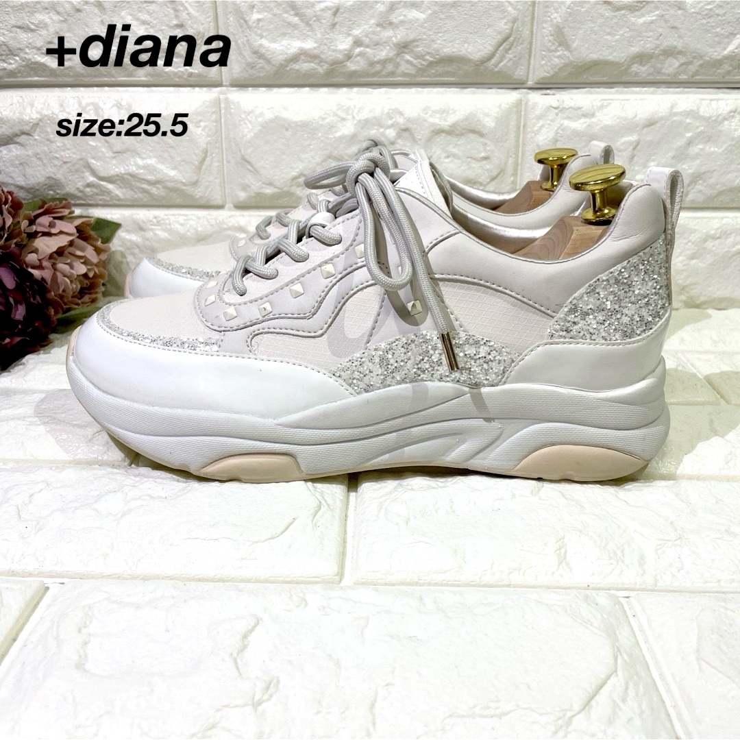 DIANA(ダイアナ)の【美品✨】+dianaプラスダイアナ　グリッタースニーカー 厚底 ピンク25.5 レディースの靴/シューズ(スニーカー)の商品写真