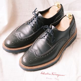 サルヴァトーレフェラガモ(Salvatore Ferragamo)の美品Salvatore Ferragamoバインダーカーフウィングチップ緑6EE(ドレス/ビジネス)