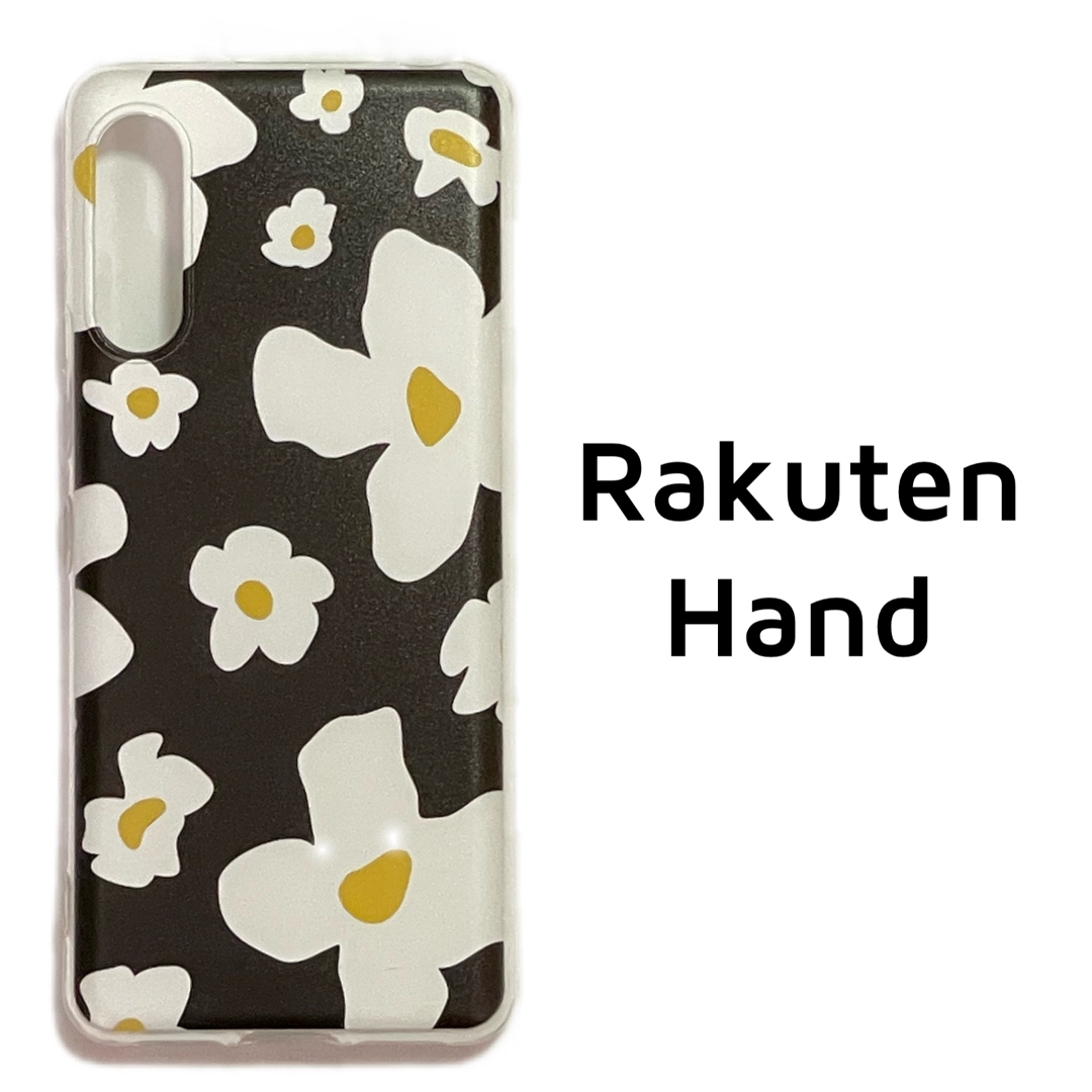 Rakuten Hand クリア 黒白 花 ソフトケース カバー スマホ/家電/カメラのスマホアクセサリー(Androidケース)の商品写真