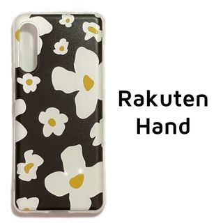 Rakuten Hand クリア 黒白 花 ソフトケース カバー(Androidケース)