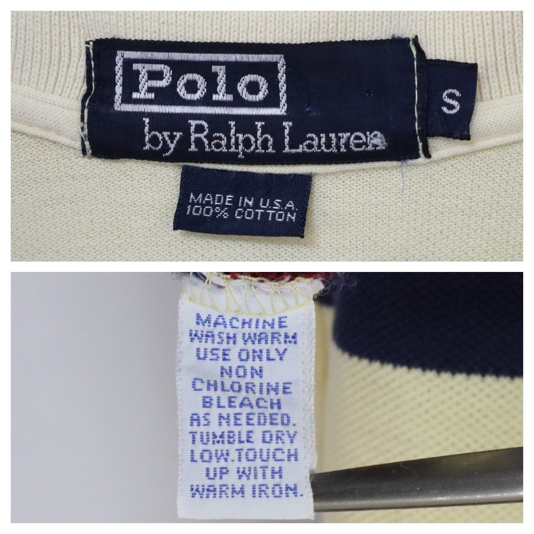 POLO RALPH LAUREN(ポロラルフローレン)の【USA製】ポロバイラルフローレン／ポロシャツ　刺繍ロゴ　ボーダー　鹿の子　S メンズのトップス(ポロシャツ)の商品写真