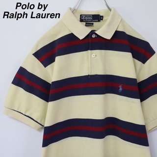 POLO RALPH LAUREN - 【USA製】ポロバイラルフローレン／ポロシャツ　刺繍ロゴ　ボーダー　鹿の子　S