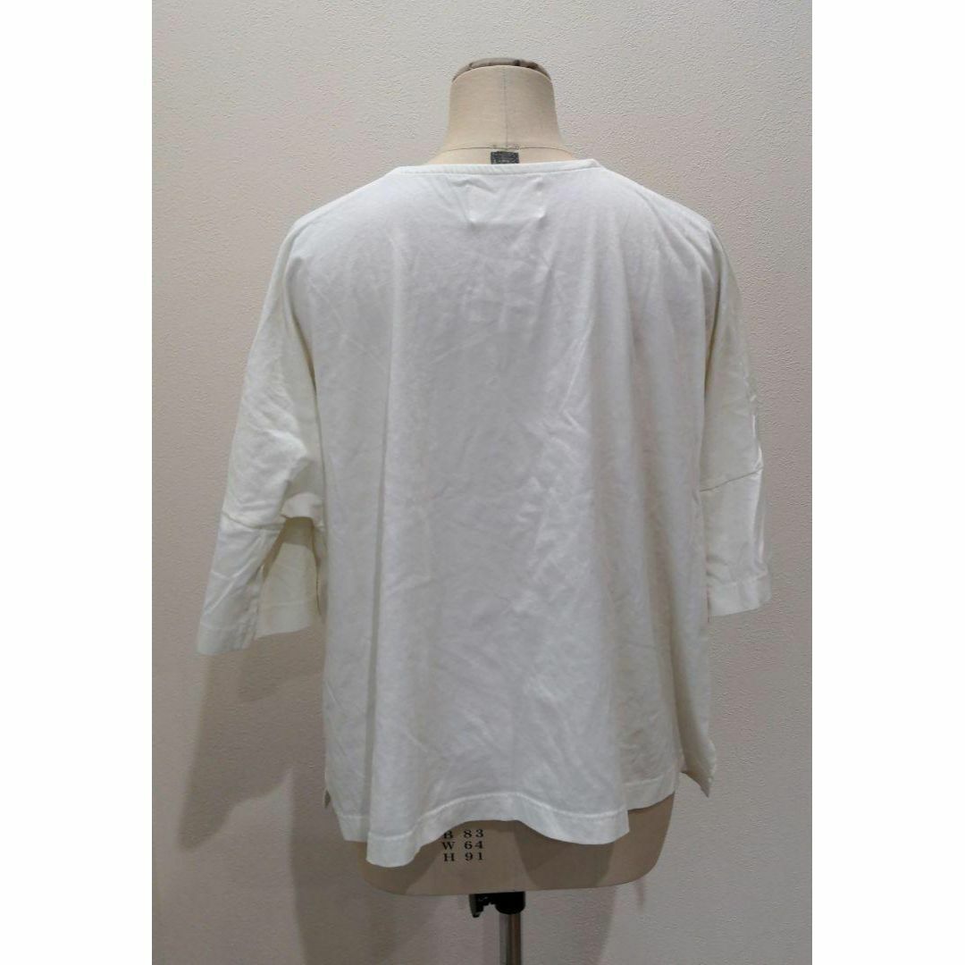 ノアール プリントTシャツ ゆったりシルエット 五分袖 ホワイト 2 レディース レディースのトップス(Tシャツ(半袖/袖なし))の商品写真
