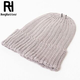 新品 ReqHatter コットンリネン リブニットワッチ ニット帽 グレー(ニット帽/ビーニー)