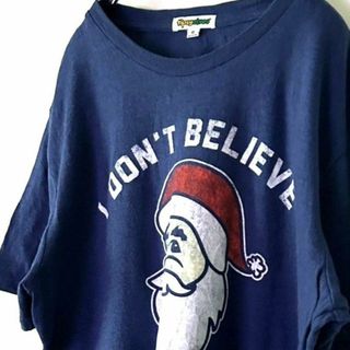 tipsyelves サンタクロース ビリーブ Tシャツ ネイビー紺色 古着(Tシャツ/カットソー(半袖/袖なし))