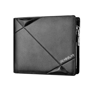 折りたたみ　財布　大容量　黒　レザー　スタイリッシュ　軽量　カード　メンズ(折り財布)
