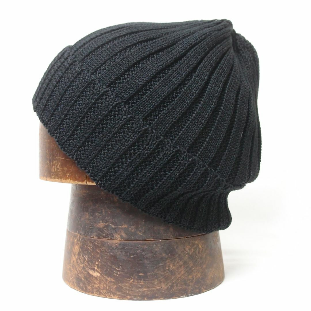新品 ReqHatter コットンリネン リブニットワッチ ニット帽 ブラック メンズの帽子(ニット帽/ビーニー)の商品写真