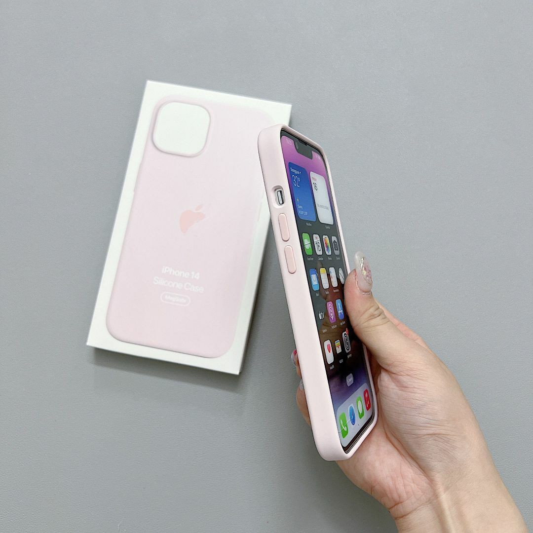 新品】純正互換品iPhone 14 pro シリコンケース チョークピンク 新品】純正互換品iPhone 14 pro シリコンケース チョークピンク