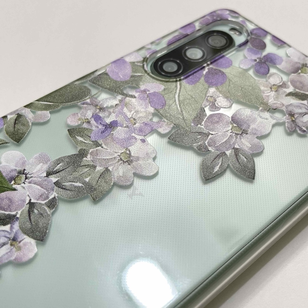 Xperia 10 Ⅱ クリア 紫 花 ソフトケース カバー 透明 スマホ/家電/カメラのスマホアクセサリー(Androidケース)の商品写真