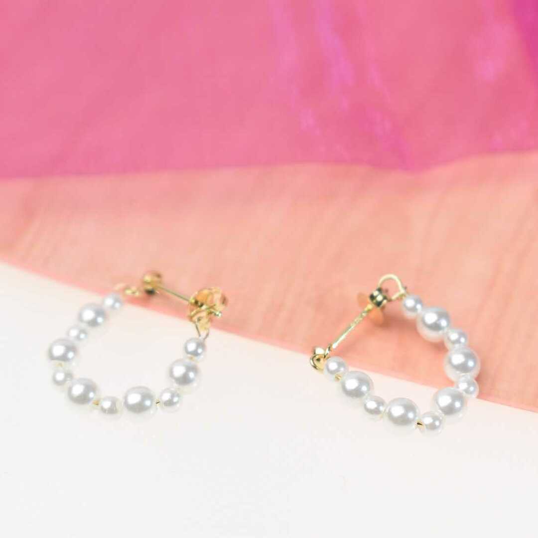 K18 フープピアス　淡水パール レディースのアクセサリー(ピアス)の商品写真