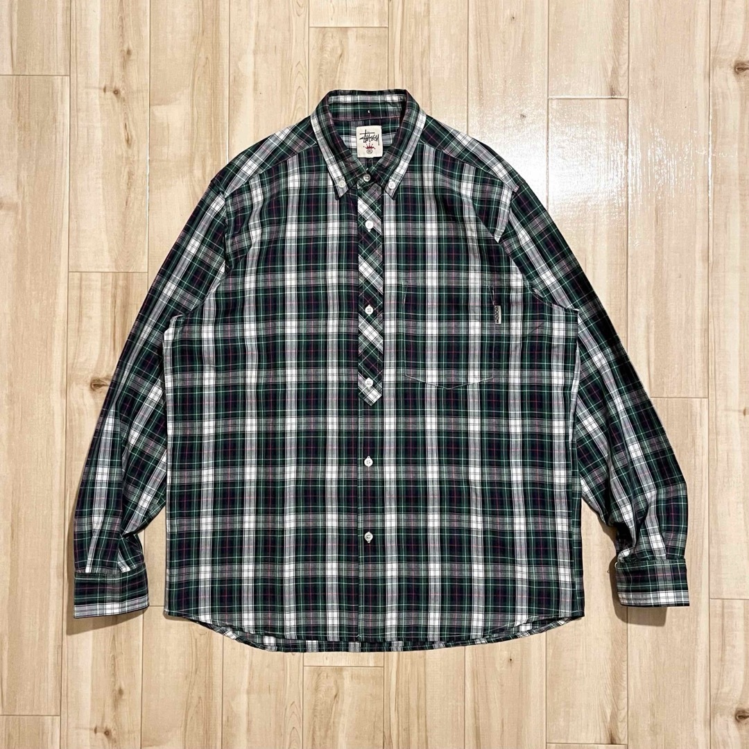 STUSSY(ステューシー)の激レア！90’s OLD STUSSY “BUTTON-DOWN”チェックシャツ メンズのトップス(シャツ)の商品写真