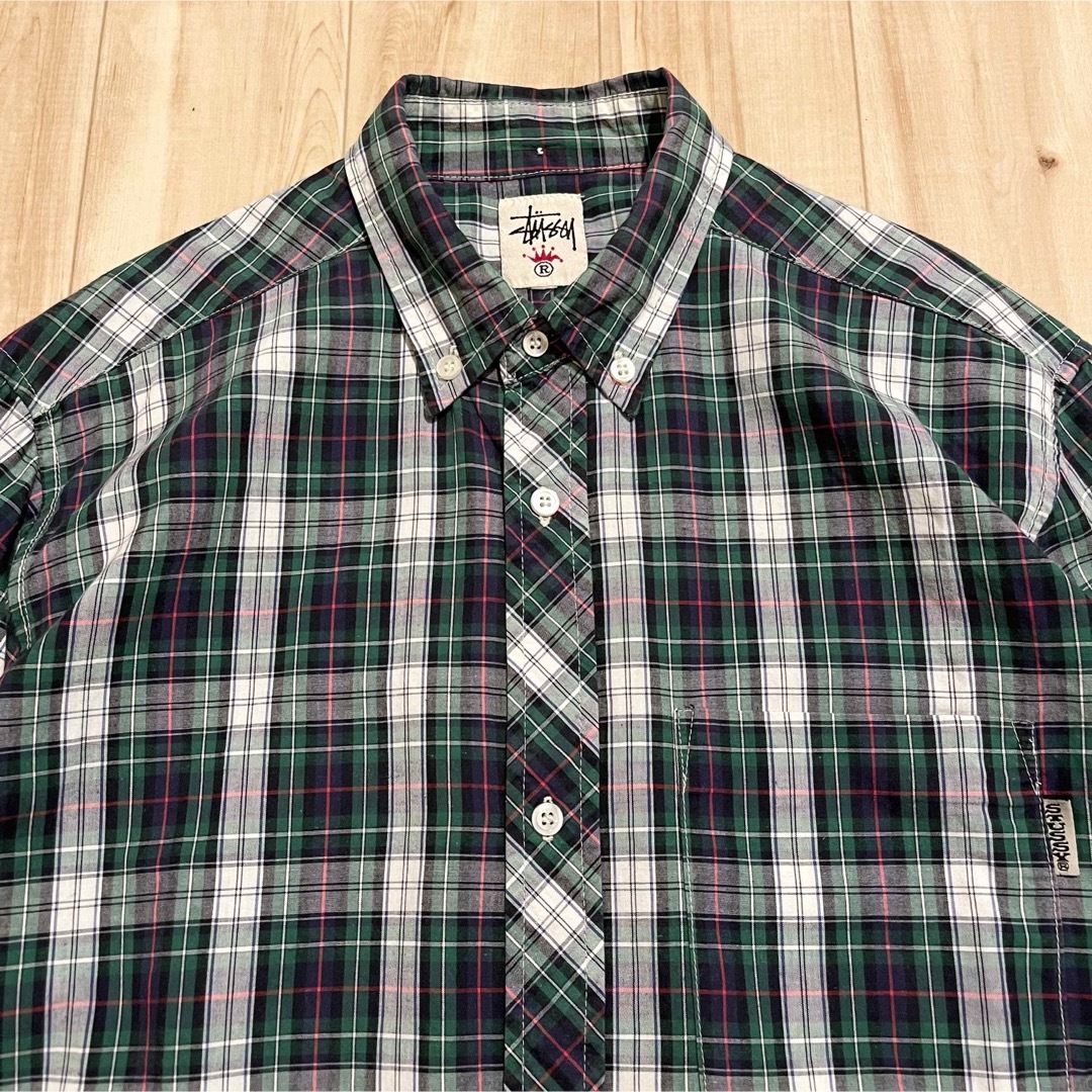 STUSSY(ステューシー)の激レア！90’s OLD STUSSY “BUTTON-DOWN”チェックシャツ メンズのトップス(シャツ)の商品写真