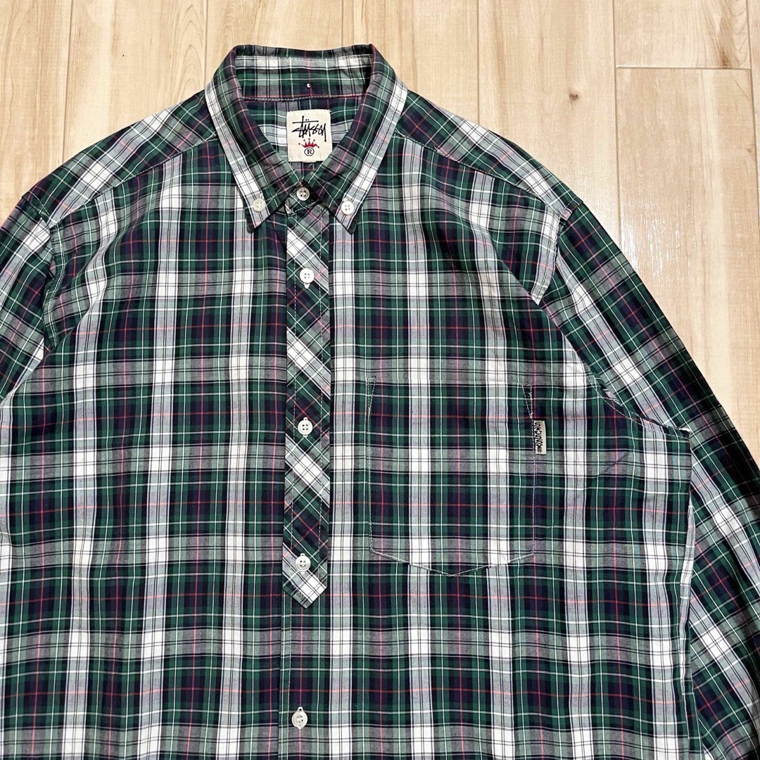 STUSSY(ステューシー)の激レア！90’s OLD STUSSY “BUTTON-DOWN”チェックシャツ メンズのトップス(シャツ)の商品写真