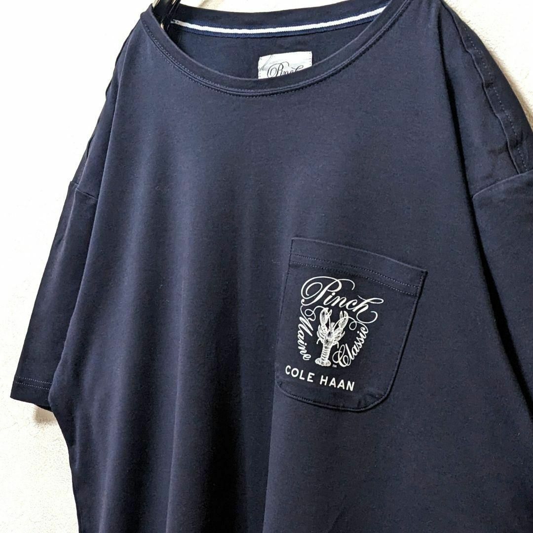 Cole Haan(コールハーン)のピンチコールハーン ロゴ Tシャツ ネイビー 紺色 XL 古着 メンズのトップス(Tシャツ/カットソー(半袖/袖なし))の商品写真