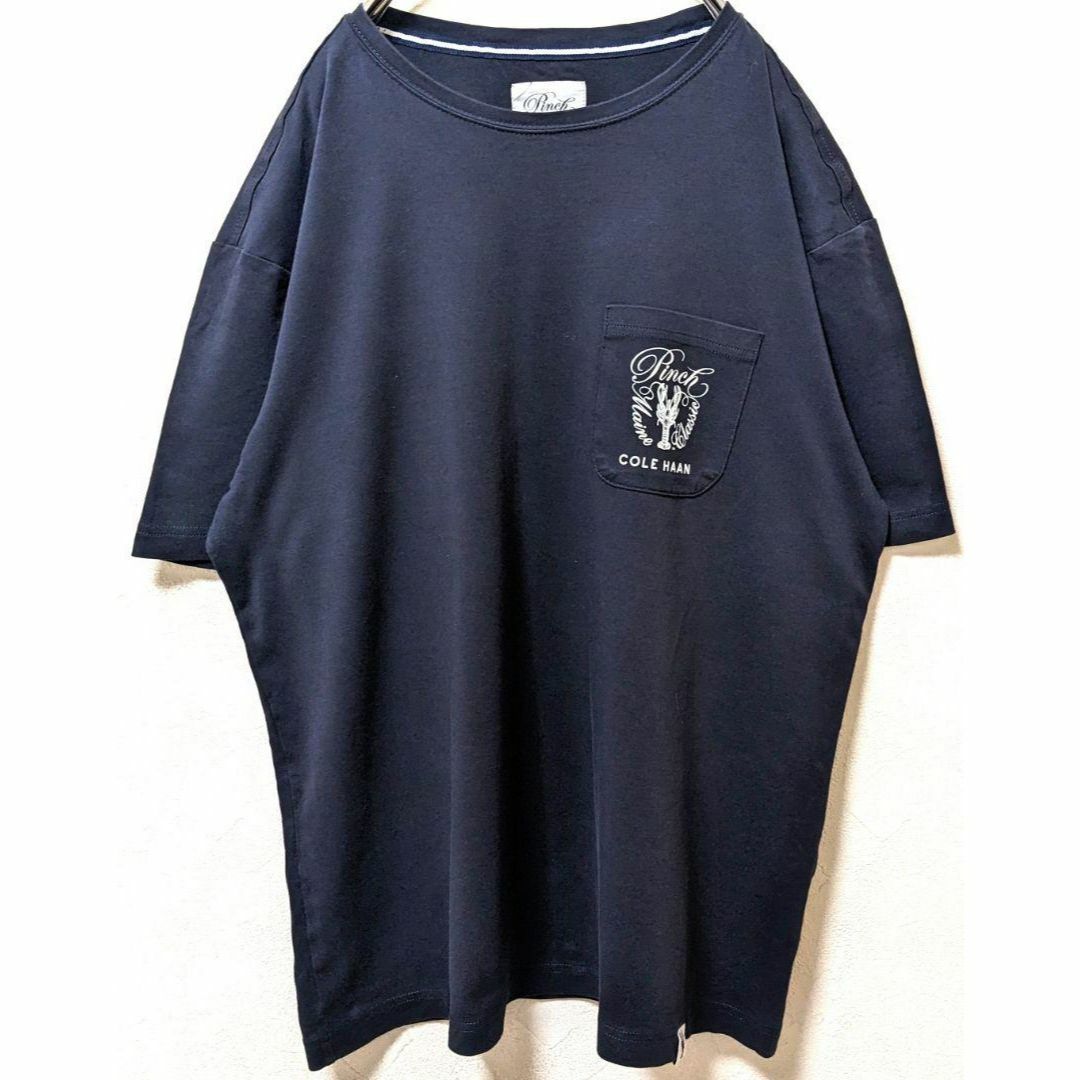 Cole Haan(コールハーン)のピンチコールハーン ロゴ Tシャツ ネイビー 紺色 XL 古着 メンズのトップス(Tシャツ/カットソー(半袖/袖なし))の商品写真