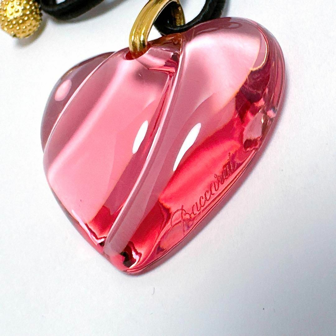 Baccarat(バカラ)の極美品✨バカラ クリスタルガラス ハート ネックレス チョーカー ピンク 赤系 レディースのアクセサリー(ネックレス)の商品写真