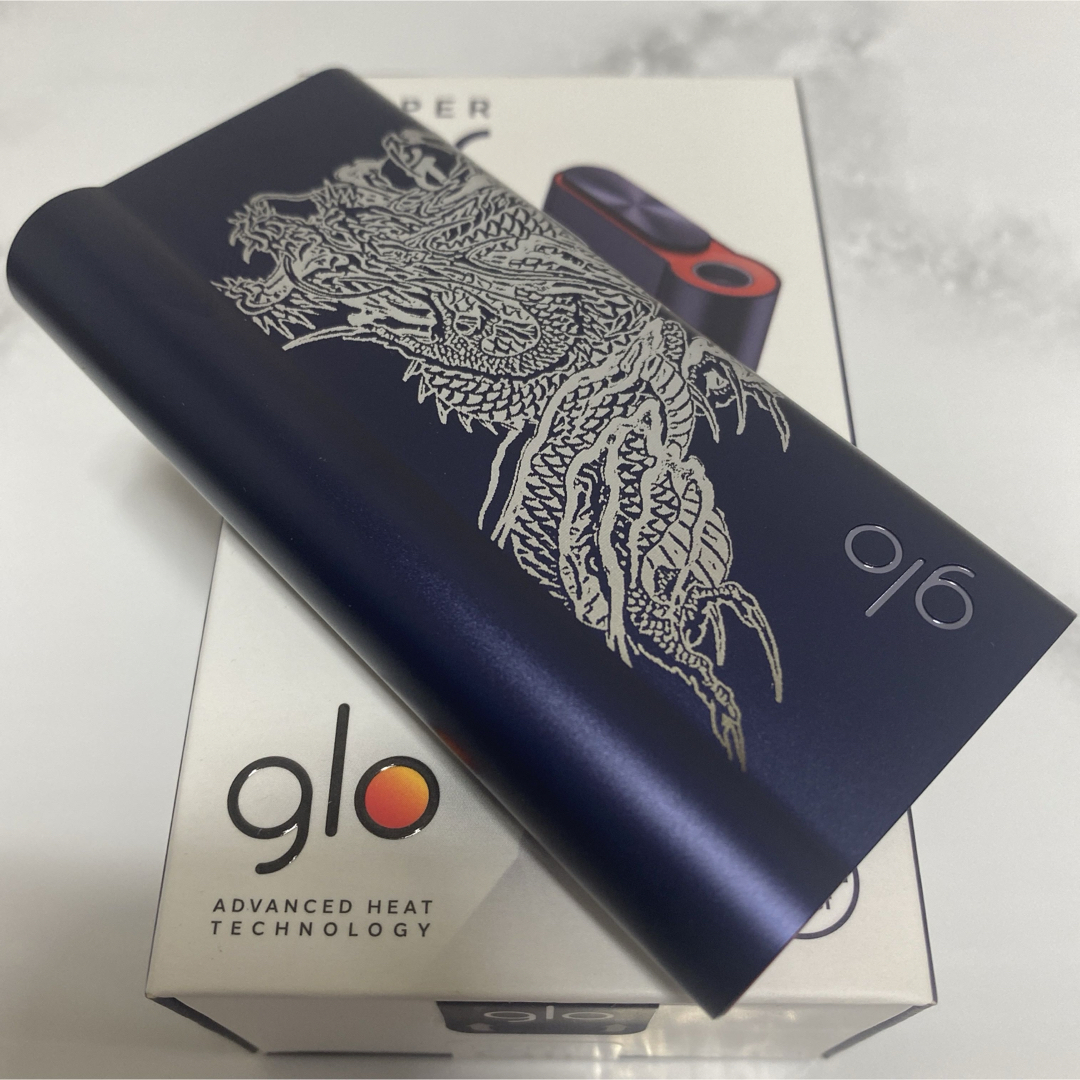 glo(グロー)の昇り龍 レーザー加工 glo hyper air グローハイパー 本体 ネイビー メンズのファッション小物(タバコグッズ)の商品写真