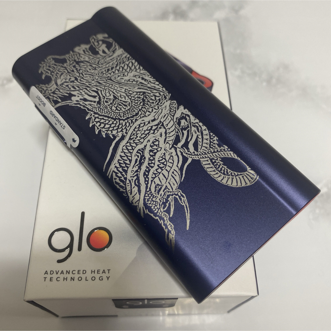 glo(グロー)の昇り龍 レーザー加工 glo hyper air グローハイパー 本体 ネイビー メンズのファッション小物(タバコグッズ)の商品写真