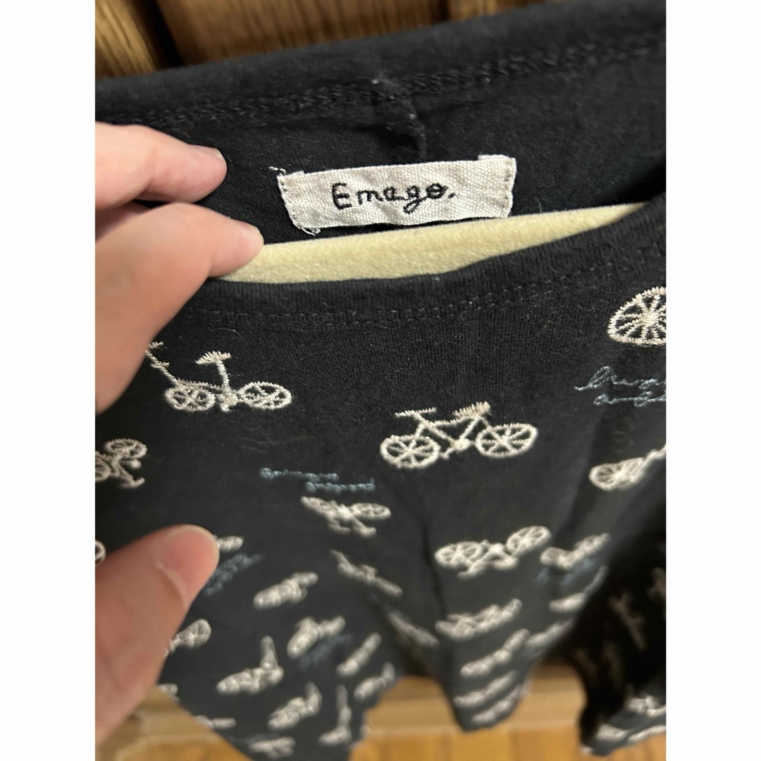 Emago 自転車柄刺繍　ドルマンTシャツ　ブラック レディースのトップス(Tシャツ(半袖/袖なし))の商品写真