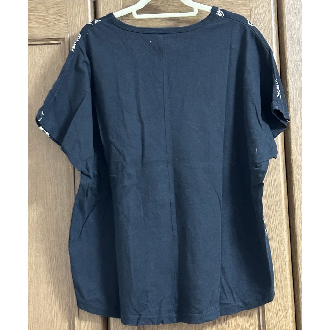 Emago 自転車柄刺繍　ドルマンTシャツ　ブラック レディースのトップス(Tシャツ(半袖/袖なし))の商品写真