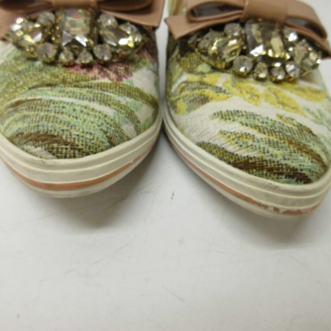 Bridget Birkin(ブリジットバーキン)のブリジットバーキン ビジューリボンスポーツＭＩＸシューズ ボタニカル柄 緑 M レディースの靴/シューズ(スニーカー)の商品写真