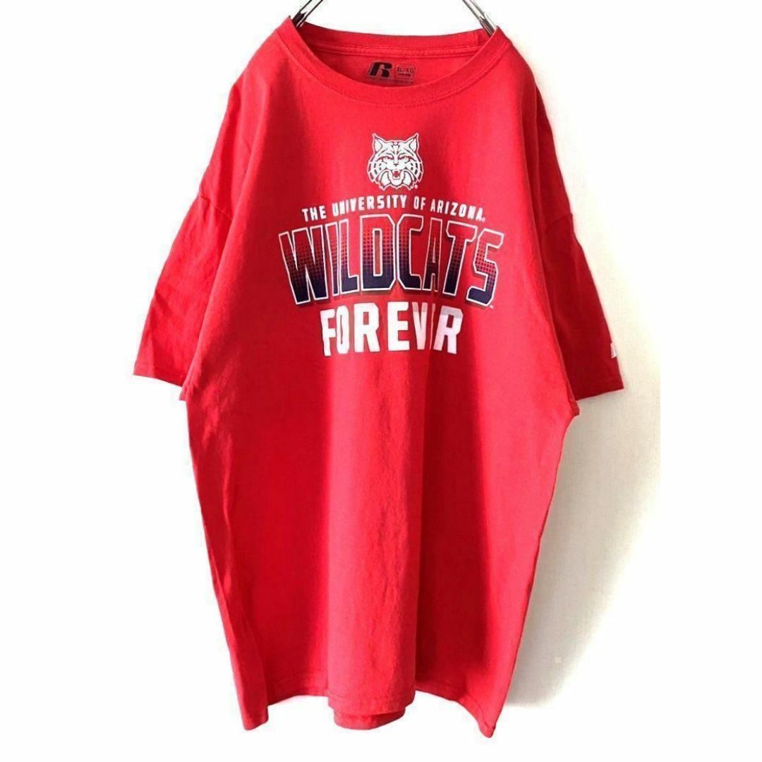 ラッセル WILDCATS FOREVER Tシャツ XL レッド 赤 古着 メンズのトップス(Tシャツ/カットソー(半袖/袖なし))の商品写真