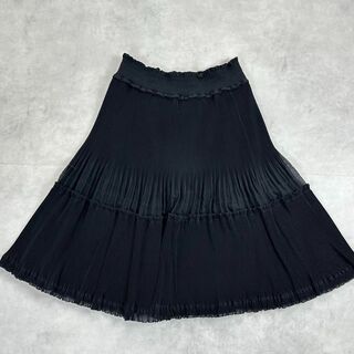 コトゥー(COTOO)のCOTOO コトゥー　異素材プリーツスカート　黒　Mサイズ(ひざ丈スカート)