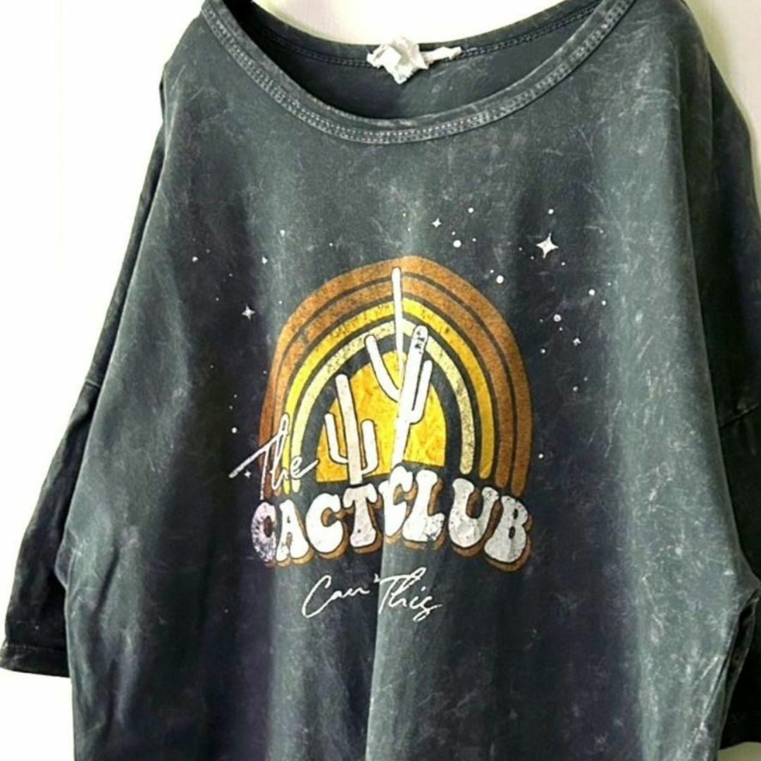 The CACTUCLUB レインボー 霜降りタイダイ Tシャツ グレー 古着 メンズのトップス(Tシャツ/カットソー(半袖/袖なし))の商品写真