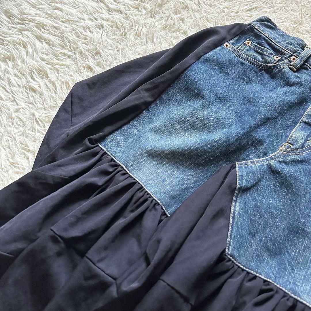 ジュンヤワタナベ　コムデギャルソン　デニム　ドッキングスカート　ネイビー　XS レディースのスカート(ひざ丈スカート)の商品写真