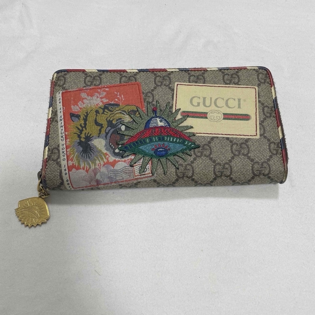 Gucci(グッチ)のGUCCI  グッチ  ラウンドファスナー クーリエ シェリーライン レザー 虎 メンズのファッション小物(長財布)の商品写真