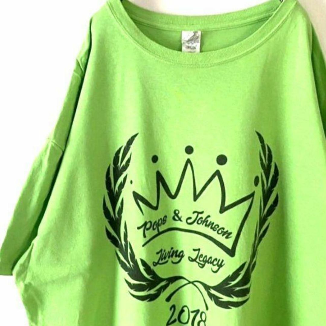 クラウン Pops&Johnson Tシャツ 2XL ライトグリーン黄緑古着 メンズのトップス(Tシャツ/カットソー(半袖/袖なし))の商品写真