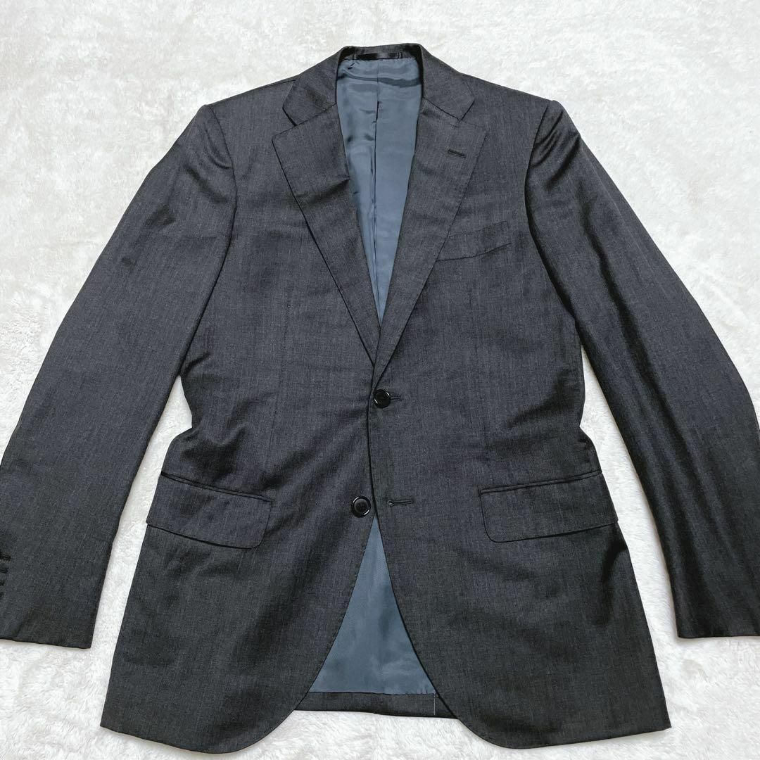 TOMORROWLAND(トゥモローランド)の極美品 トゥモローランド ゼニア スーツ 上下 セットアップ 3ピース ブラック メンズのスーツ(セットアップ)の商品写真