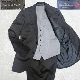トゥモローランド(TOMORROWLAND)の極美品 トゥモローランド ゼニア スーツ 上下 セットアップ 3ピース ブラック(セットアップ)