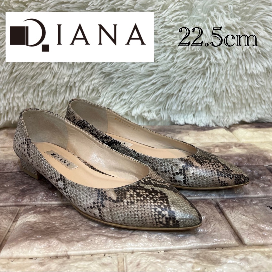 DIANA(ダイアナ)の美品　ダイアナ　パイソン　フラット　パンプス　22.5cm レディースの靴/シューズ(ハイヒール/パンプス)の商品写真