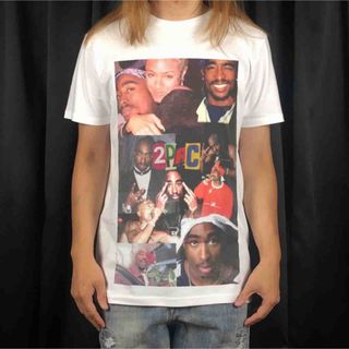 新品 ビッグ プリント 2pac ギャングスタ ヒップホップ ラージュ Tシャツ(Tシャツ/カットソー(半袖/袖なし))