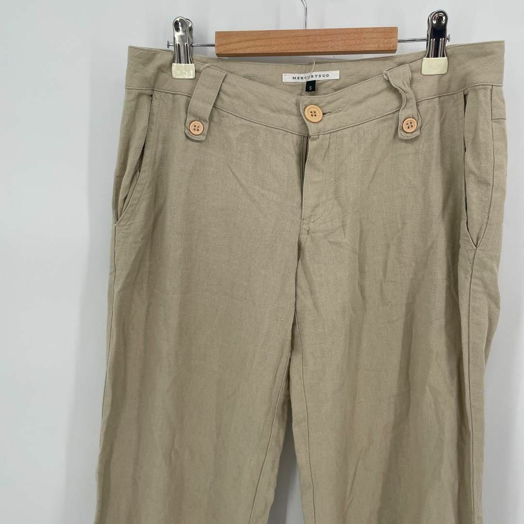 MERCURYDUO Sサイズ　麻混パンツ　ズボン　薄手　ベージュ　ポケット レディースのパンツ(カジュアルパンツ)の商品写真