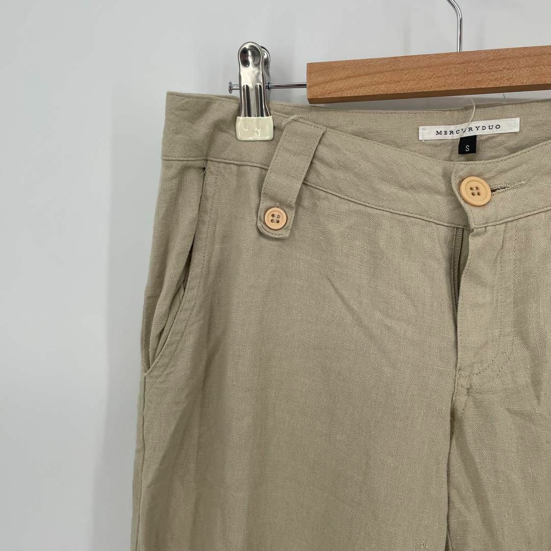 MERCURYDUO Sサイズ　麻混パンツ　ズボン　薄手　ベージュ　ポケット レディースのパンツ(カジュアルパンツ)の商品写真