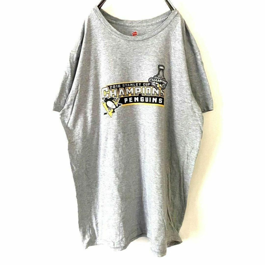 Hanes(ヘインズ)のヘインズ チャンピオンズ ペンギン Tシャツ XL グレー 灰色 古着 メンズのトップス(Tシャツ/カットソー(半袖/袖なし))の商品写真