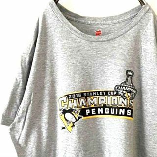 ヘインズ(Hanes)のヘインズ チャンピオンズ ペンギン Tシャツ XL グレー 灰色 古着(Tシャツ/カットソー(半袖/袖なし))