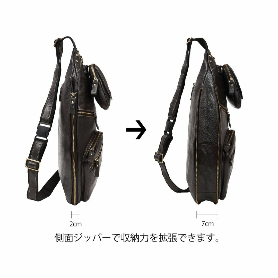 【色: ブラック】[monolife] ボディバッグ 本革 メンズ レザー ショ メンズのバッグ(その他)の商品写真